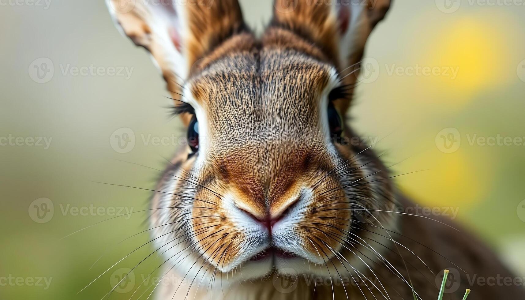 Closeup of a Cute Rabbit Face with Soft Fur and Bright Eyes photo