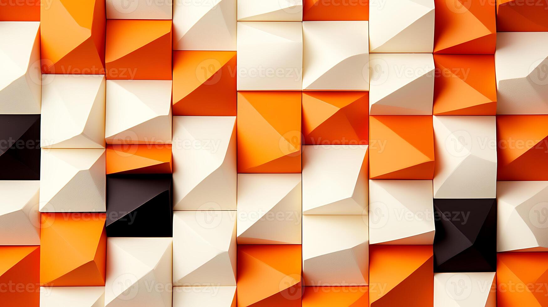 Abstract geometric pattern featuring orange, white, and black shapes arranged in a vibrant design photo
