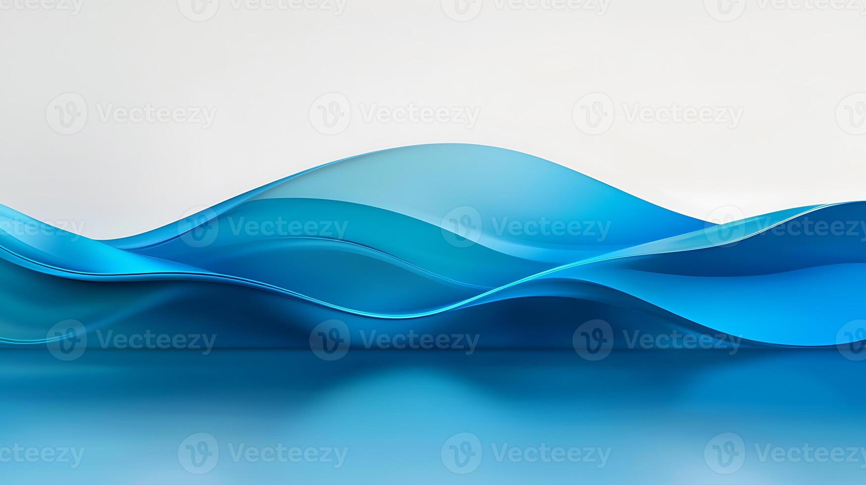 Abstract blue waves creating a serene atmosphere with smooth gradients and reflections photo