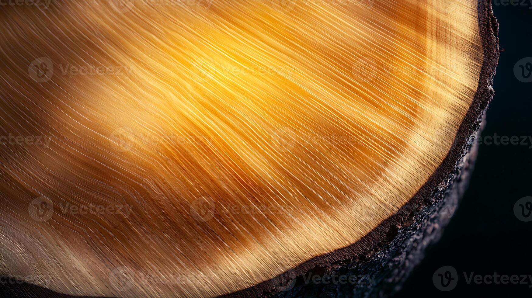 Close-up view of a polished wood slice revealing intricate grain patterns and textures photo