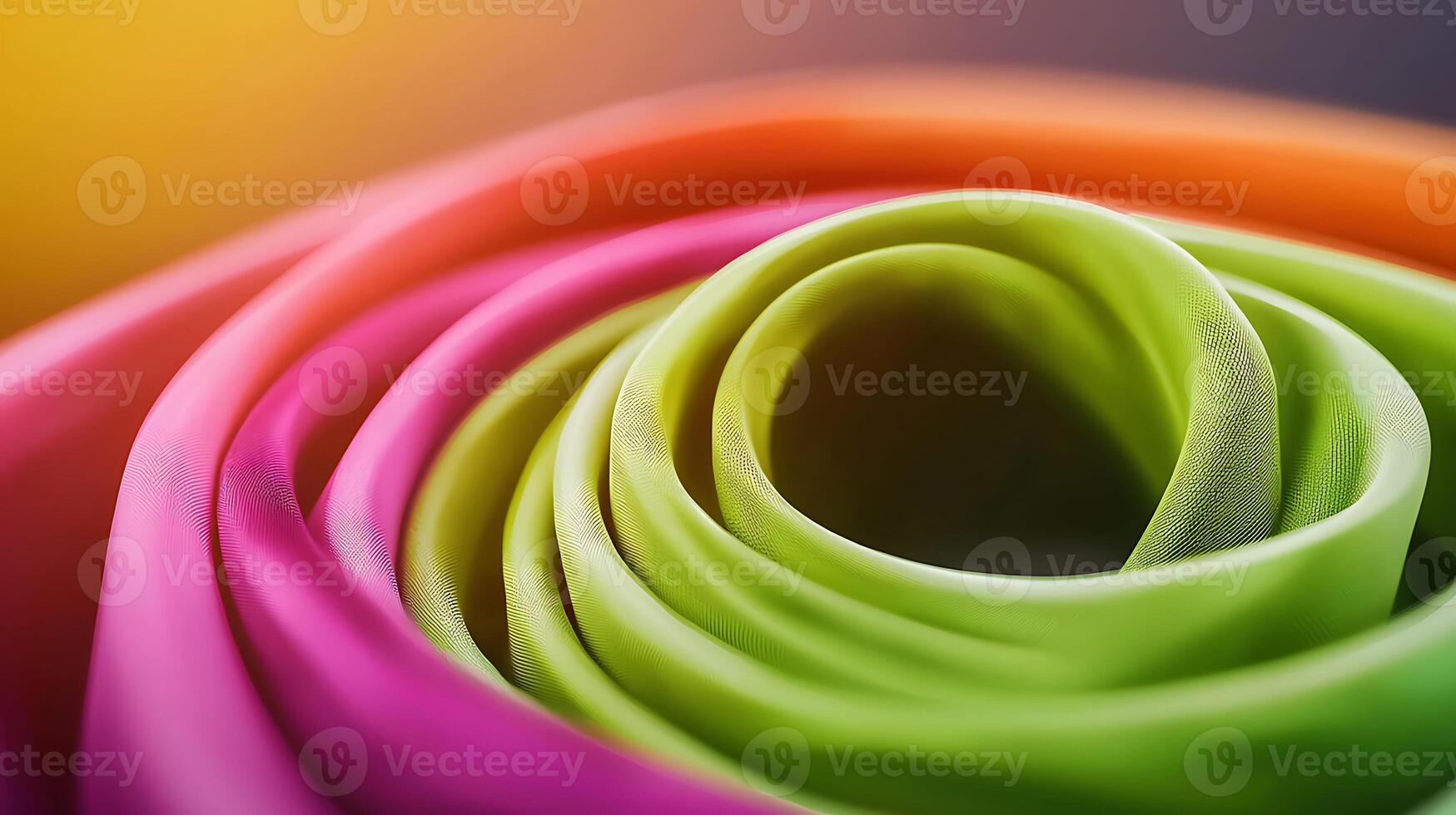 Close-up of vibrant, spiraled rubber bands in vivid colors, showcasing texture and depth photo