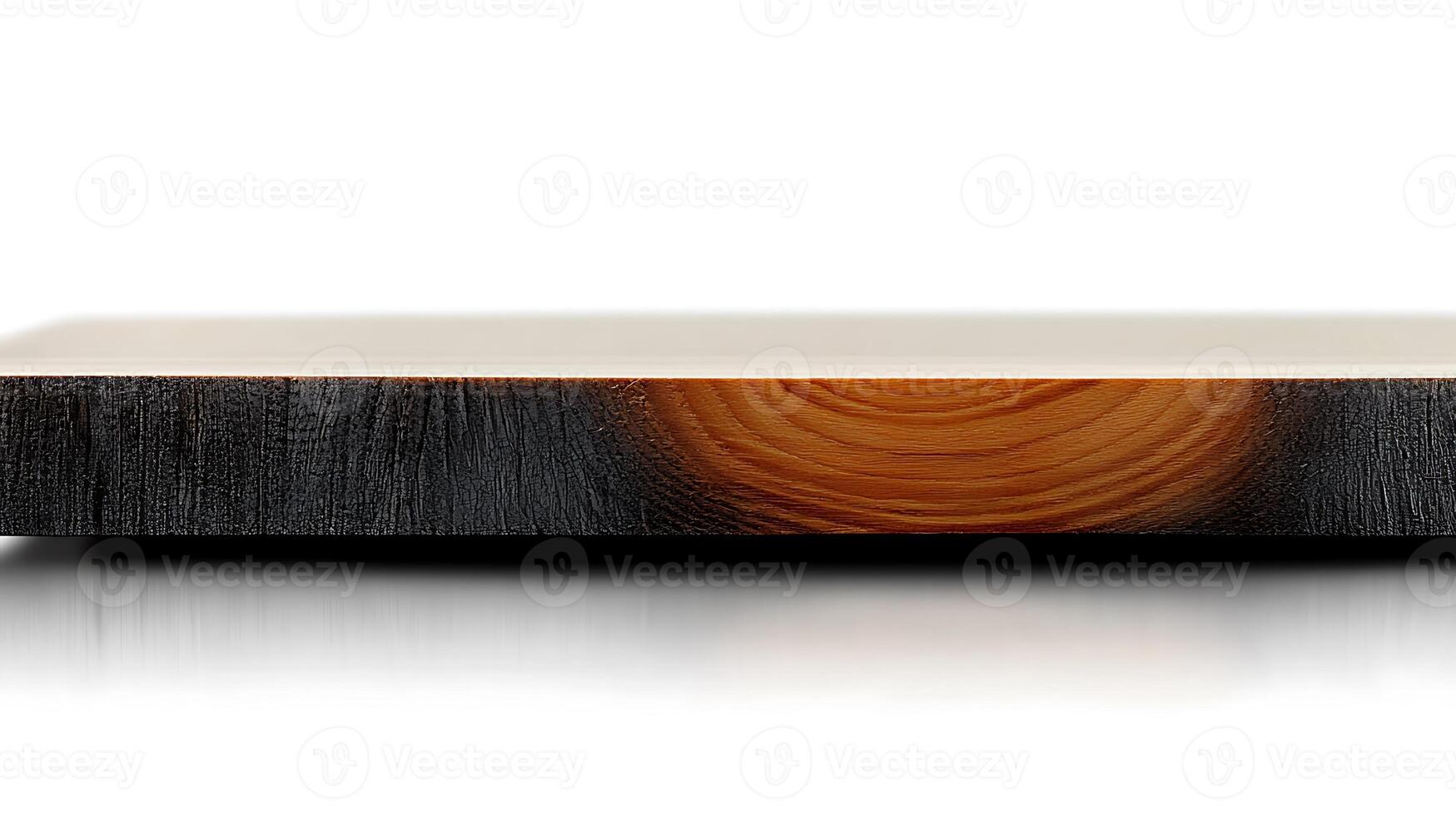 Close-up view of a polished wooden surface showcasing natural grain patterns and colors photo