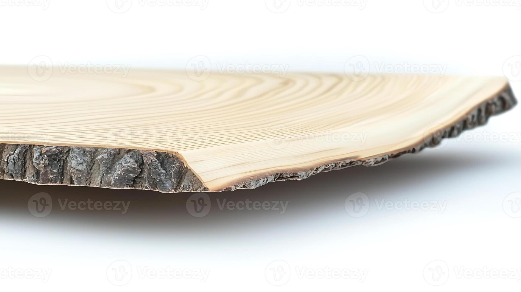 Close-up view of a natural wood slab showcasing its unique grain pattern and edge detail photo