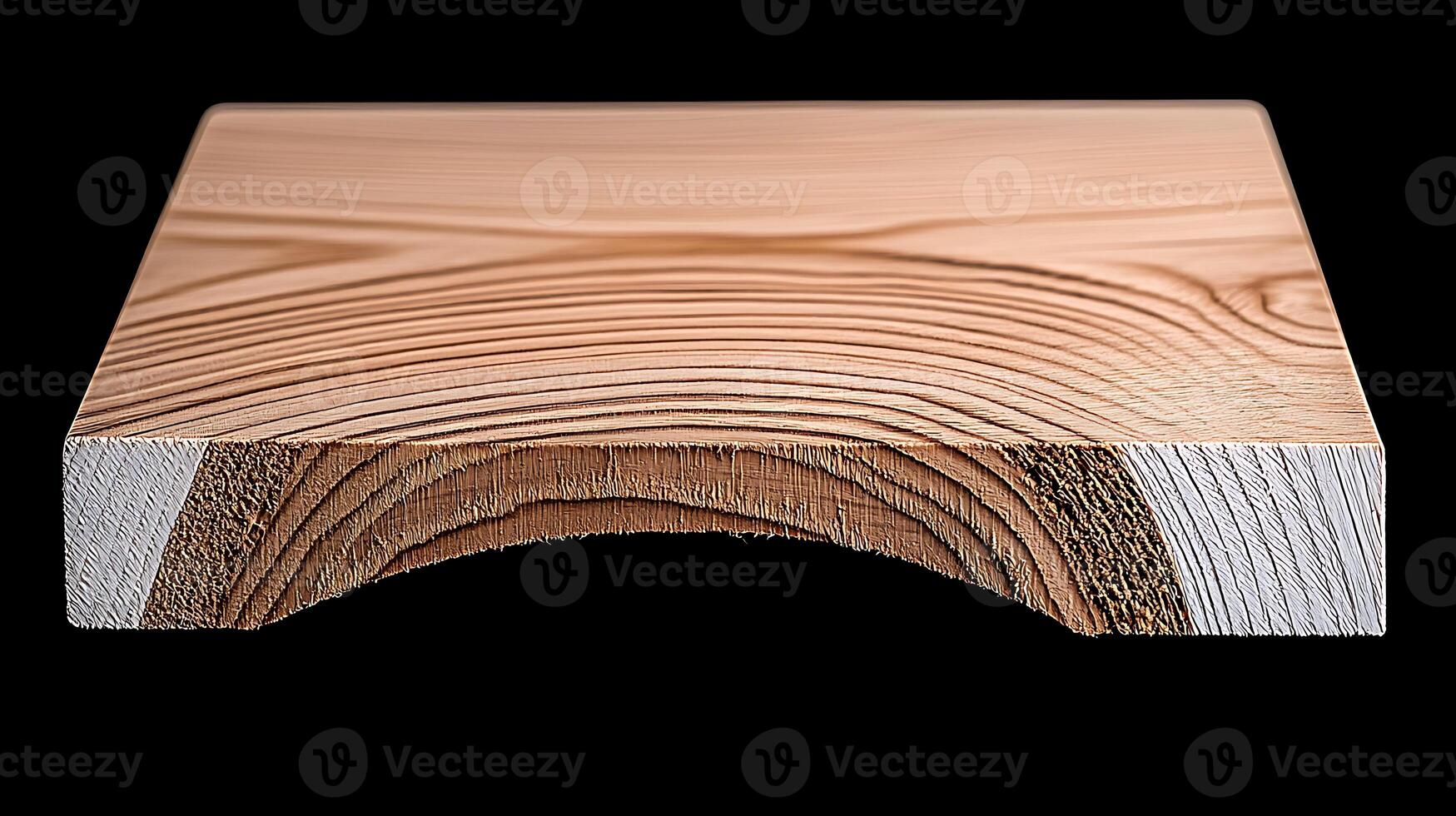 Close-up view of a smooth wooden cutting board showcasing natural grain patterns and edges photo
