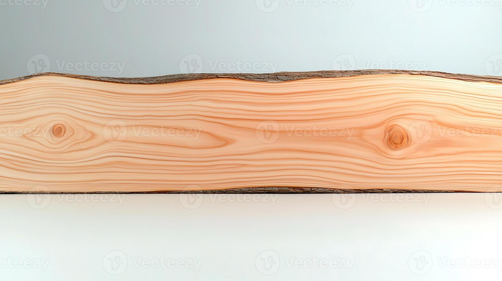 Close-up view of a smooth wooden plank showcasing natural grain patterns and edges photo