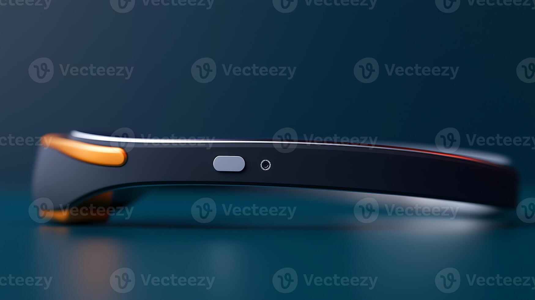 Sleek modern smart glasses showcased on a minimalist background with soft lighting photo