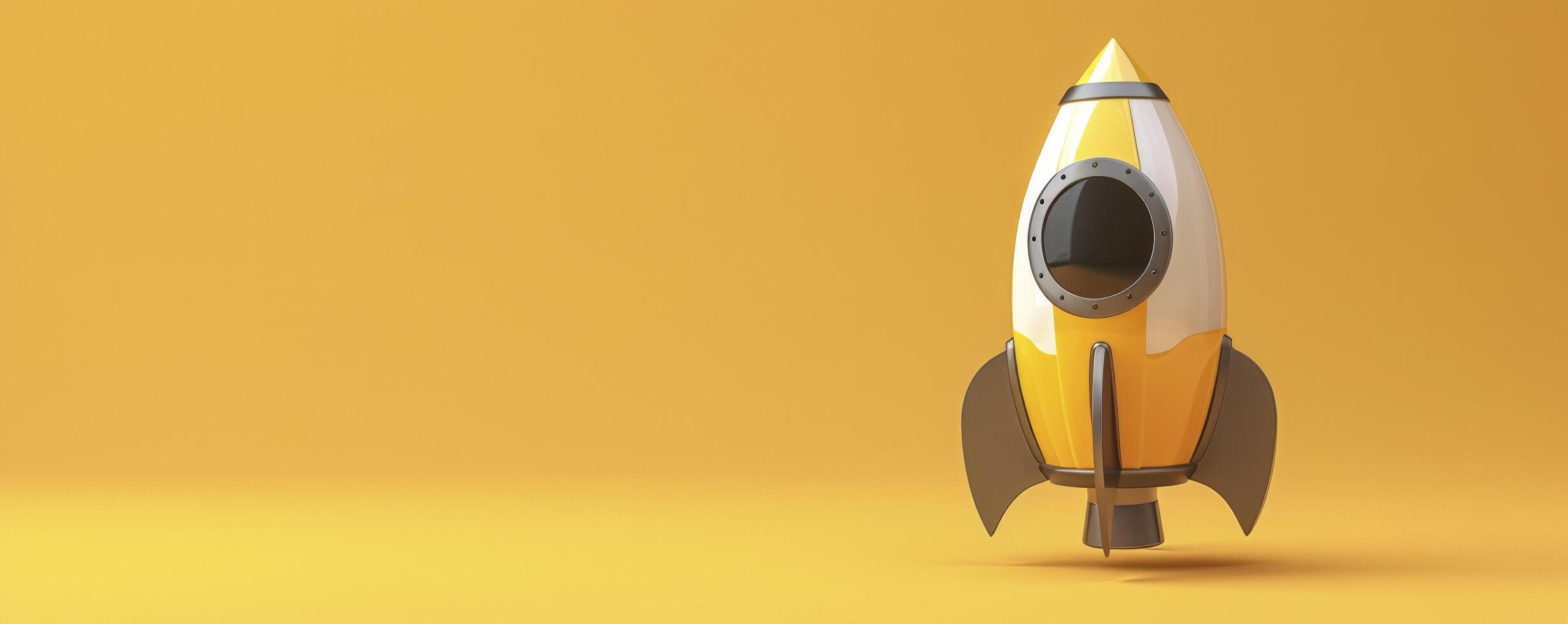 A yellow rocket ship on a yellow background photo