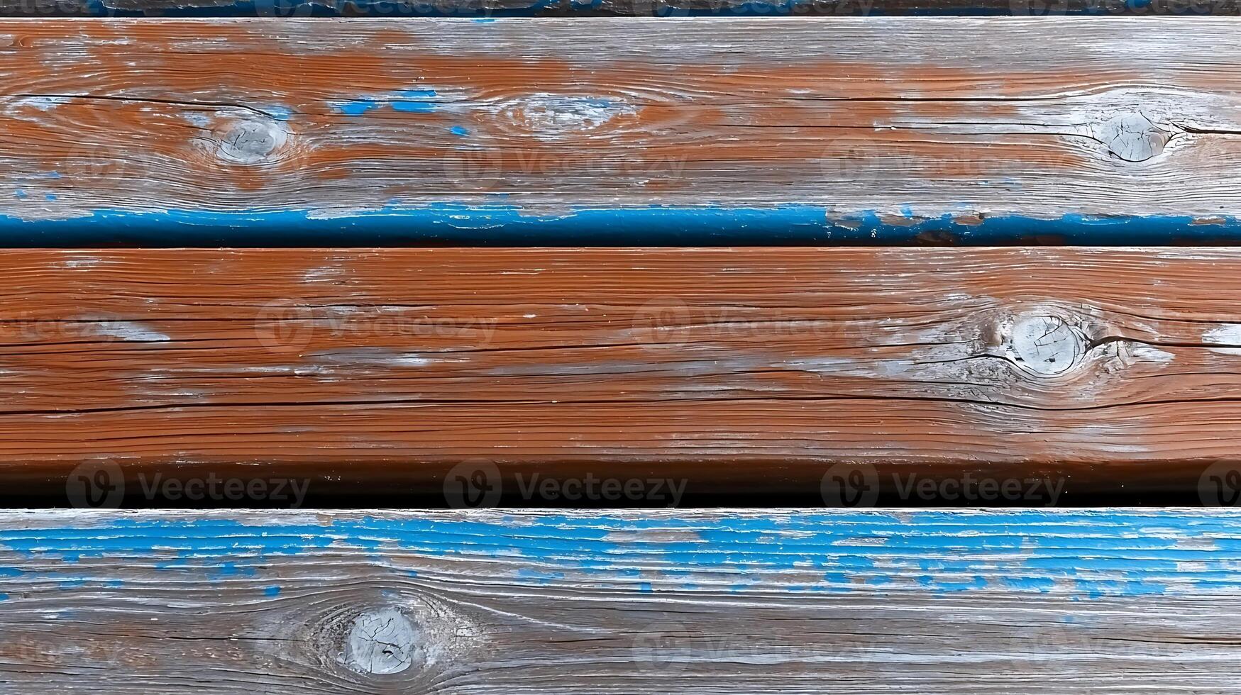 Weathered wooden planks with blue paint, showcasing texture and color variations, ideal for backgrounds photo