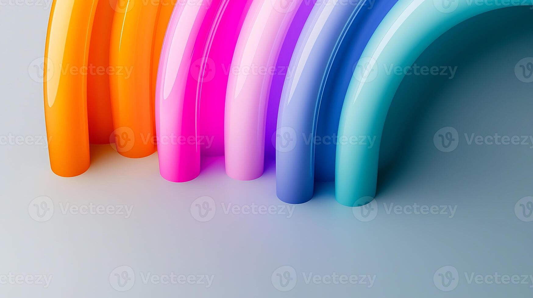 Colorful glossy arches arranged in a gradient on a soft background, creating a vibrant visual effect photo