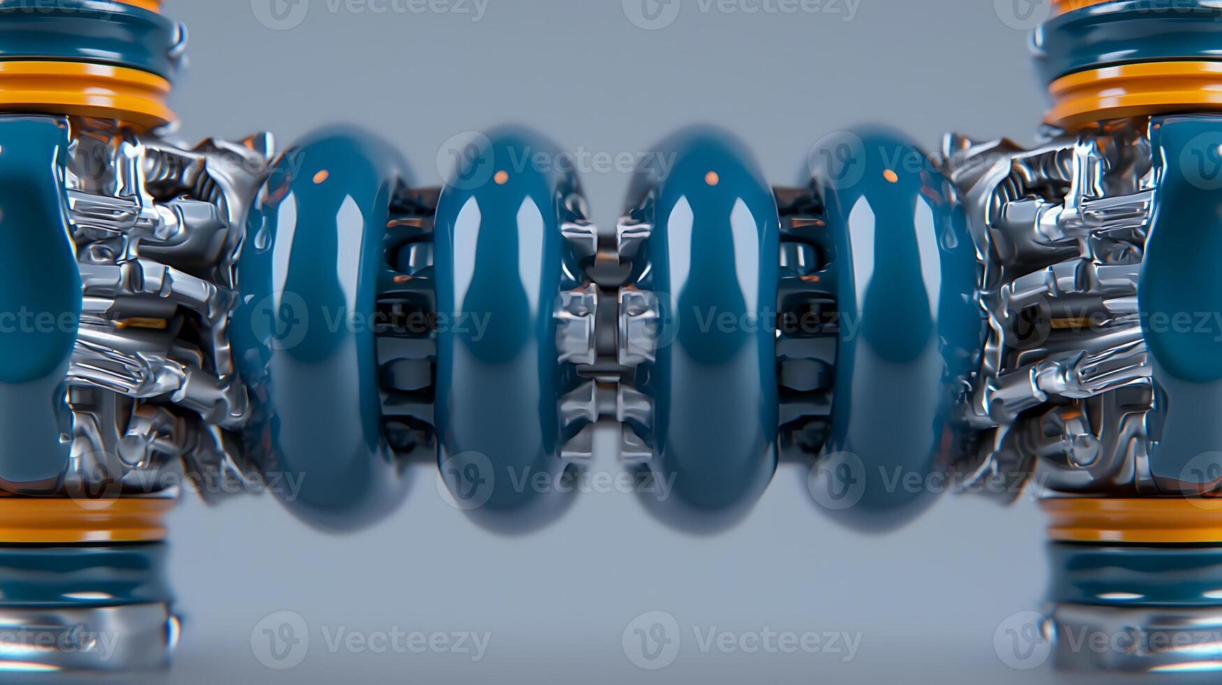 Close-up view of a futuristic mechanical component showcasing intricate design and vibrant colors photo