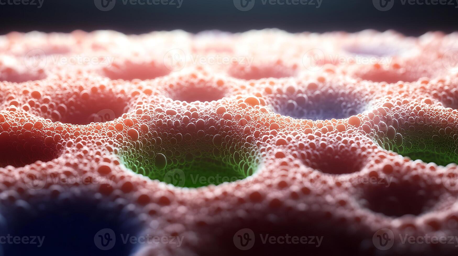 Close-up of colorful bubbles forming in a textured surface, showcasing vibrant hues and patterns photo