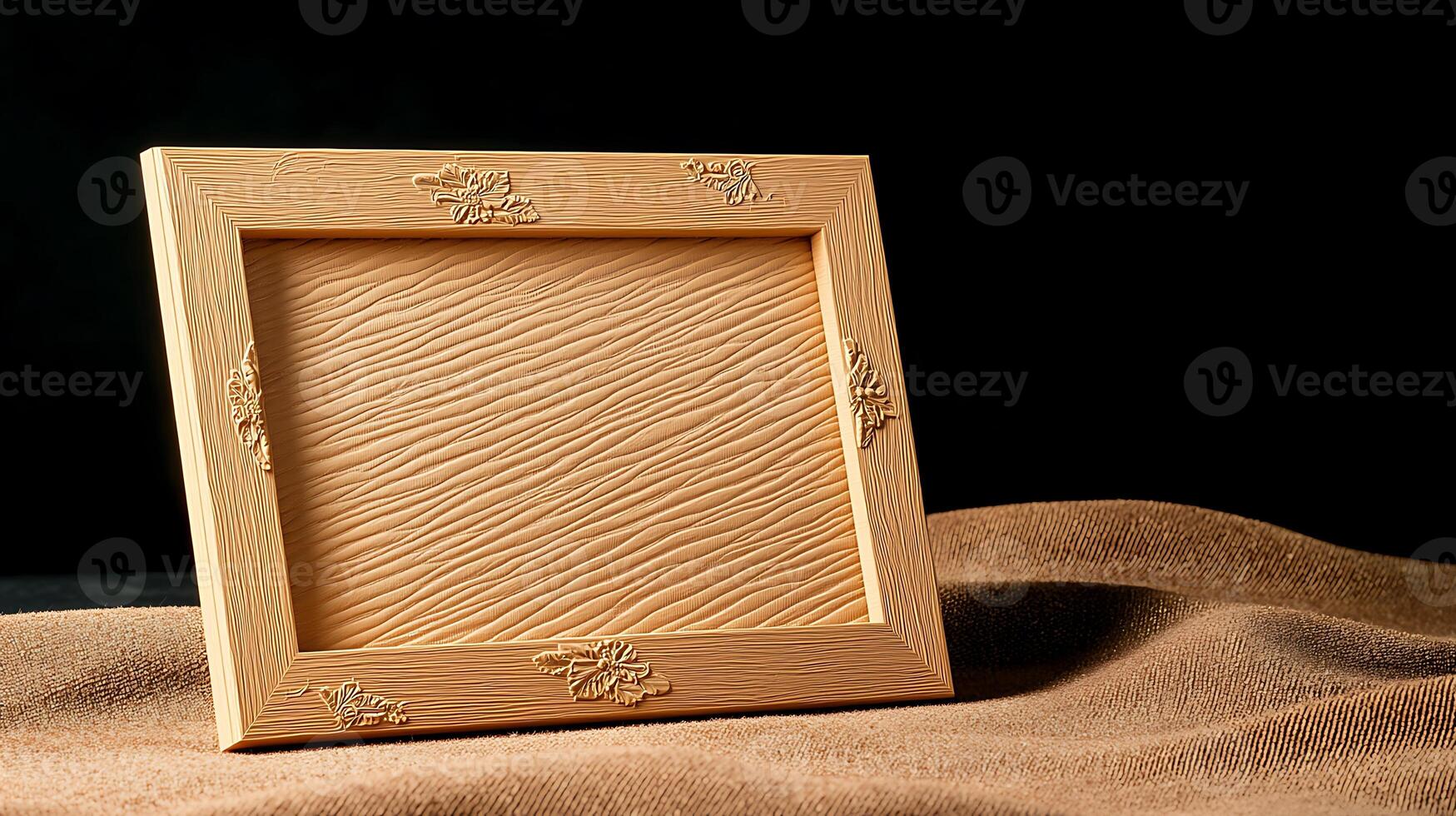 Wooden picture frame on textured fabric, showcasing craftsmanship with a minimalist design photo