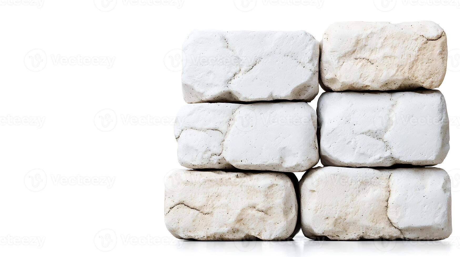 Stacked white stones arranged neatly on a clean surface, highlighting their texture and color photo