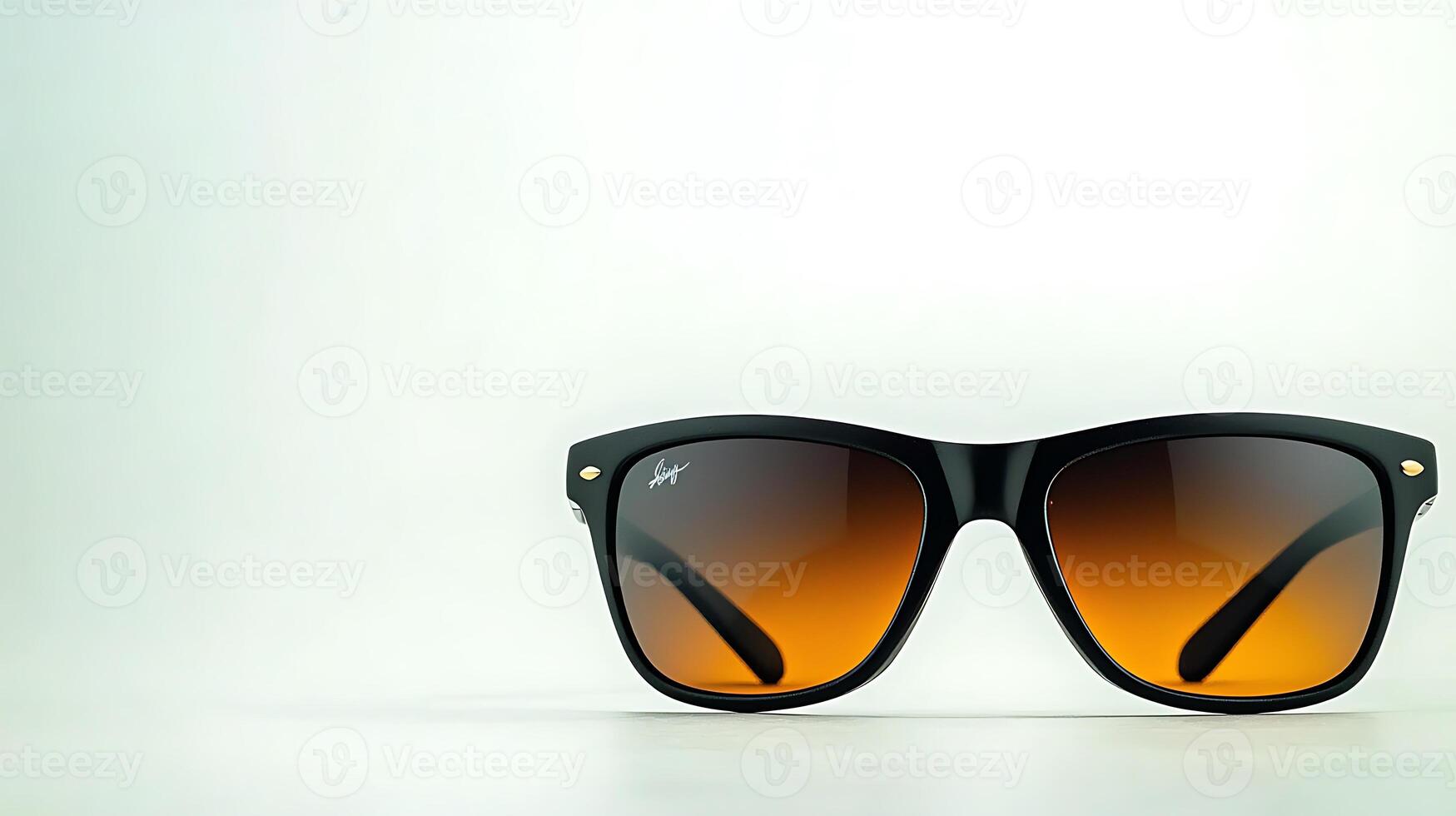Stylish sunglasses with gradient lenses placed on a minimalist background, highlighting design photo