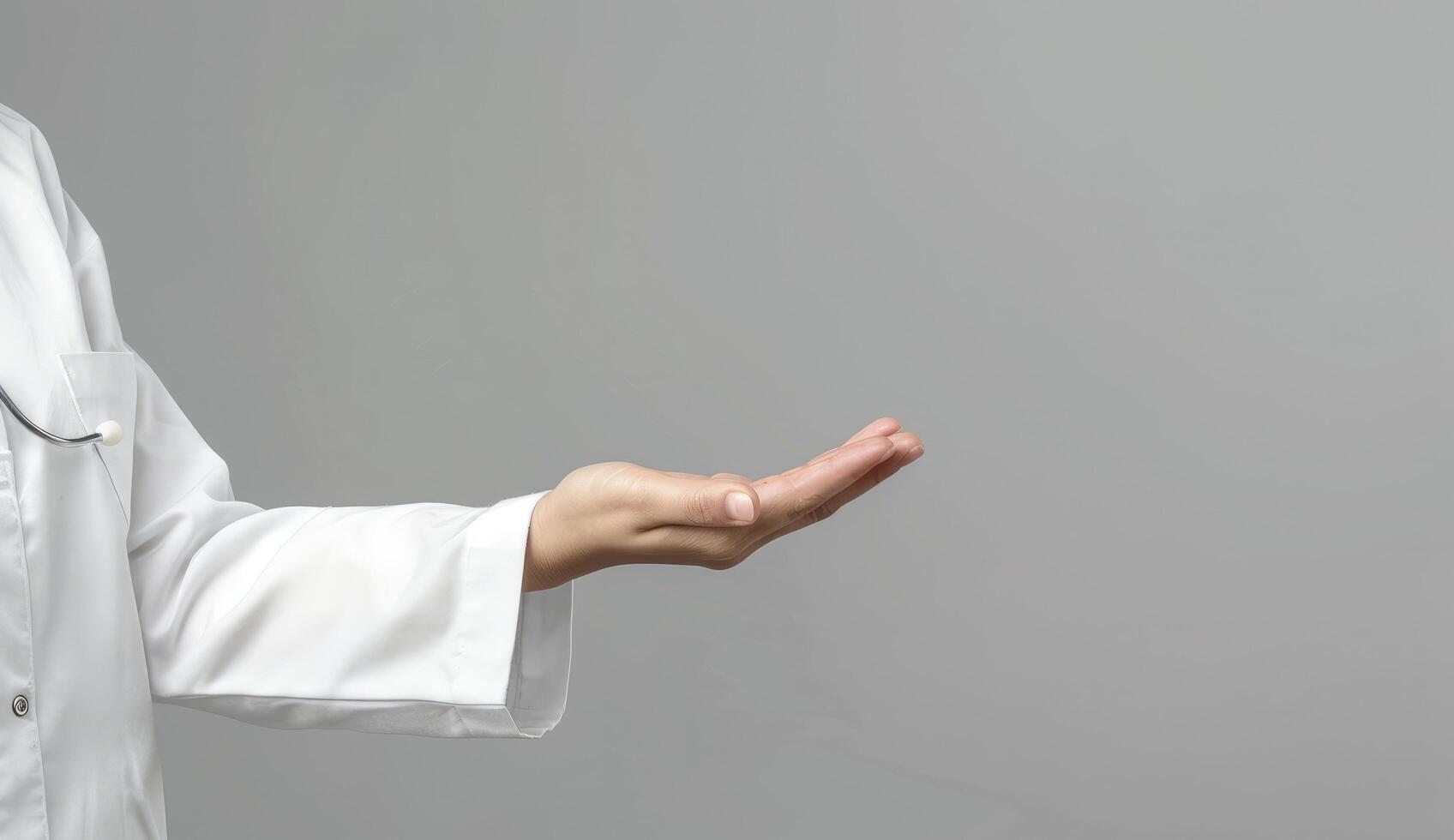 A doctor is holding something out in front of him photo
