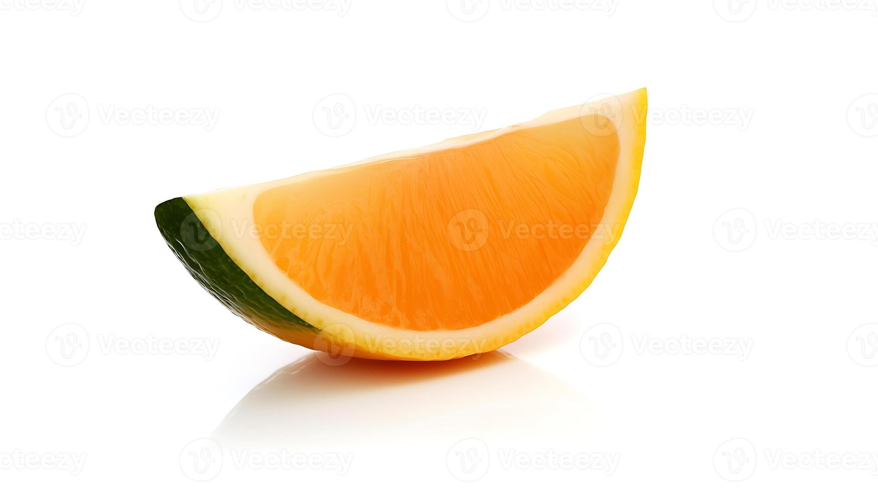 A vibrant slice of citrus fruit showcasing its juicy interior against a clean background photo