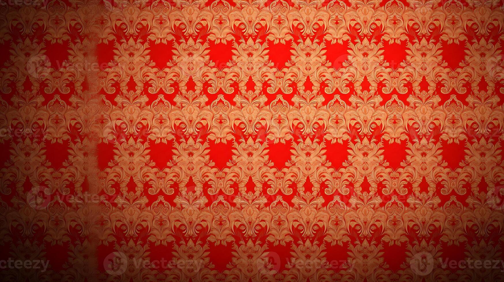 Intricate red and gold damask pattern wallpaper featuring ornate floral designs photo
