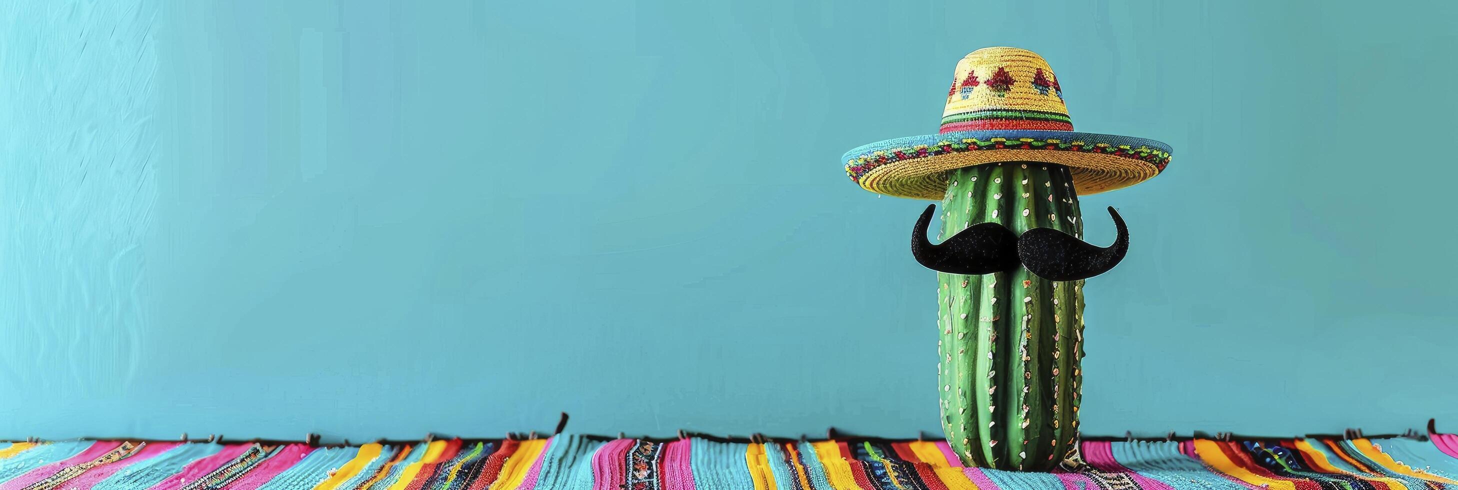 A cactus with a sombrero and mustache photo