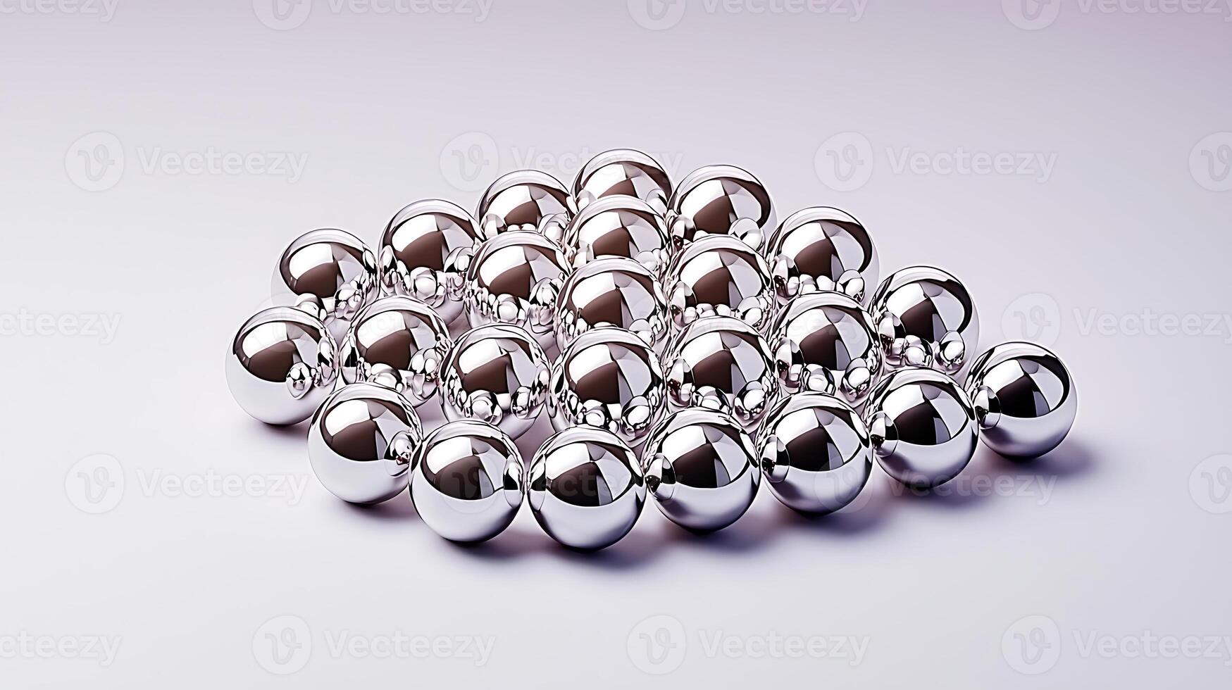 A cluster of shiny metallic spheres arranged artistically against a soft gradient background photo