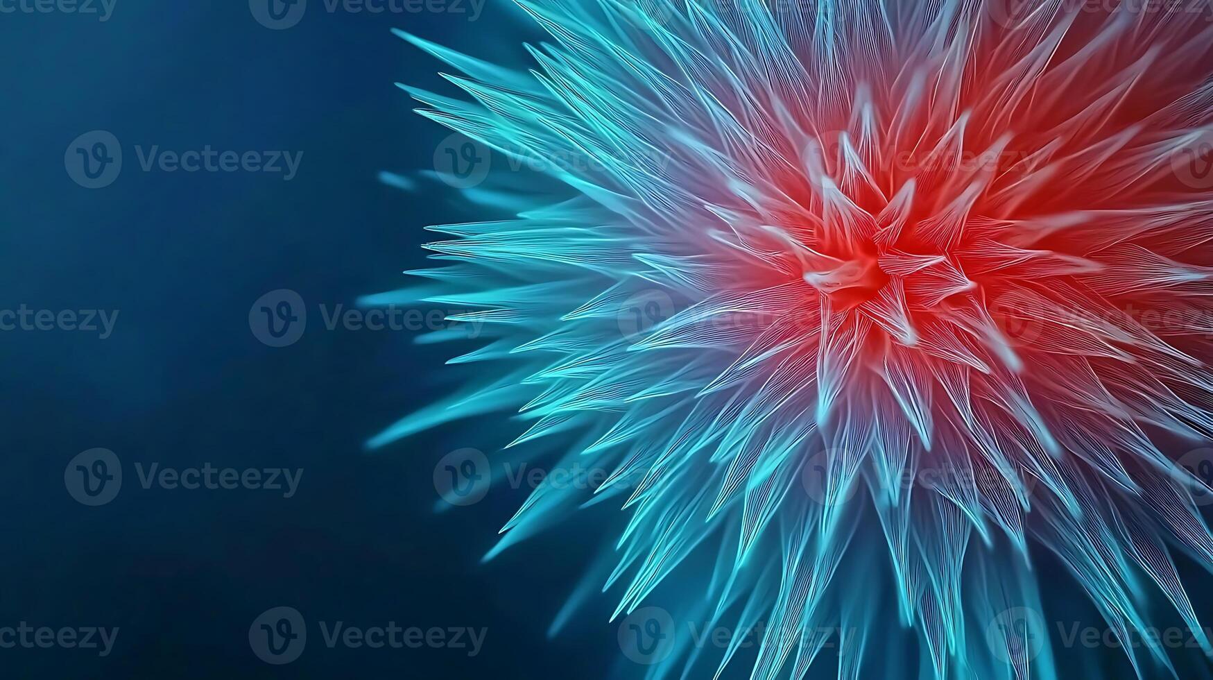 Abstract representation of vibrant blue and red spiky shapes on a dark background, evoking energy photo
