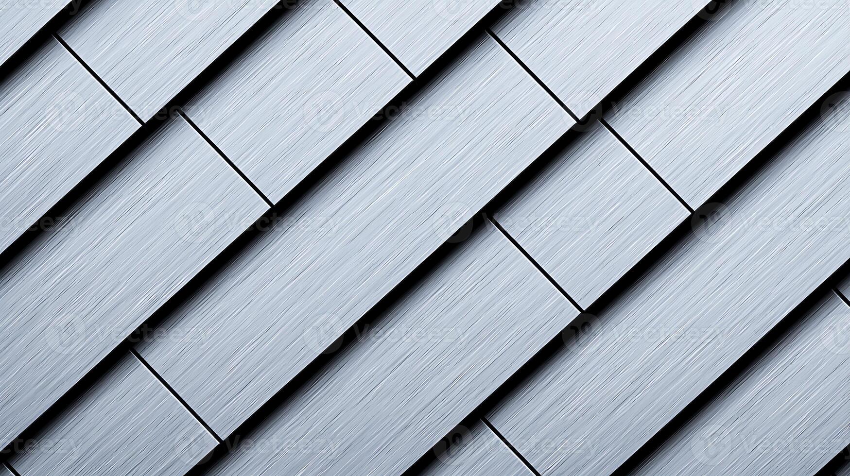 Close-up view of sleek metallic panels arranged diagonally, reflecting light subtly photo