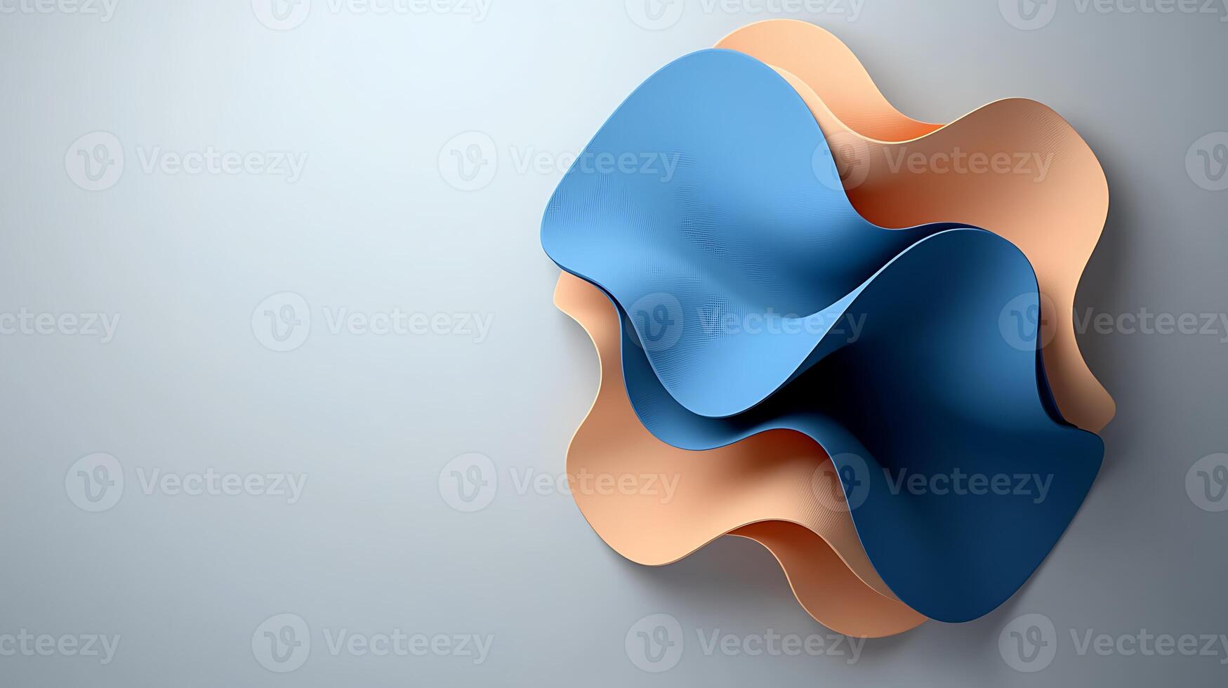 Abstract design featuring flowing blue and peach shapes against a soft gradient background photo
