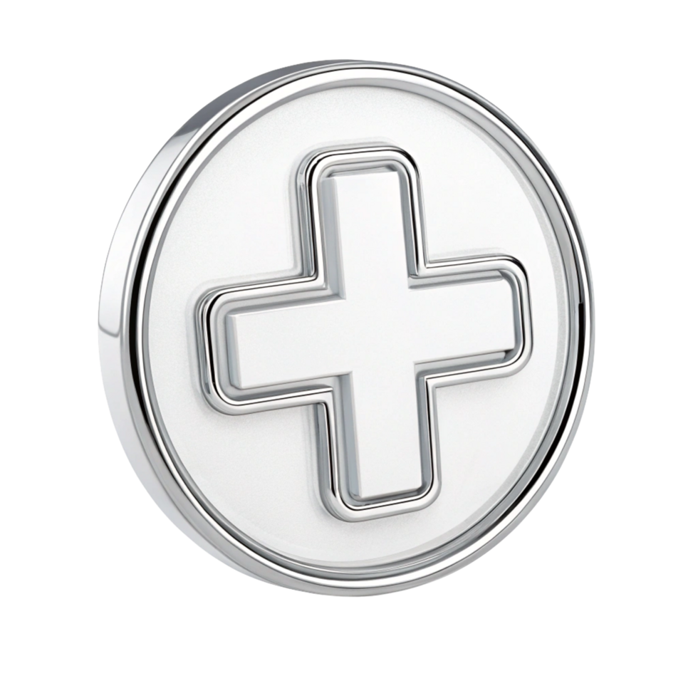 A real photo of 3D icon a silver cross isolated on a transparent background png