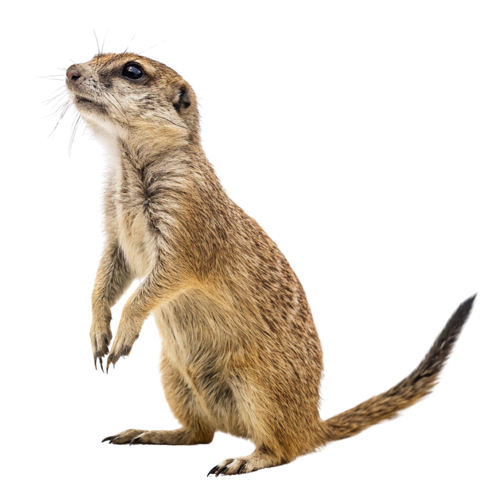 A small brown animal standing on its hind legs isolated on a transparent background png