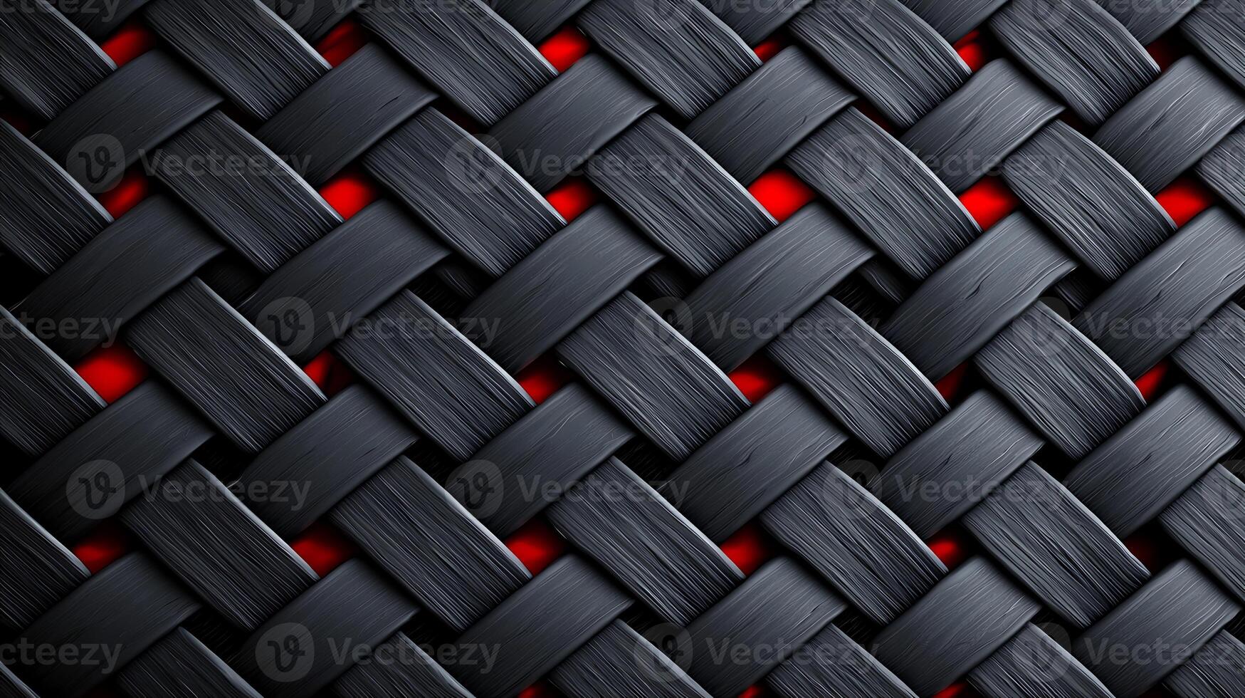 Close-up of a textured black and red woven pattern showcasing intricate details and depth photo