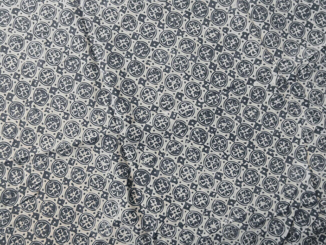 a close up of a blue and white patterned fabric photo