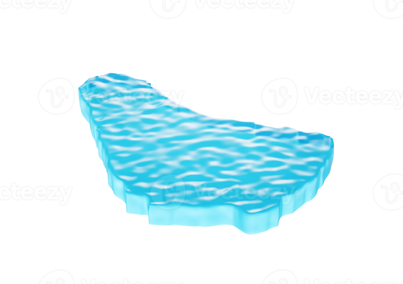 Water Ice Map of Barbados global warming melting glacier in deep blue water. 3d illustration png