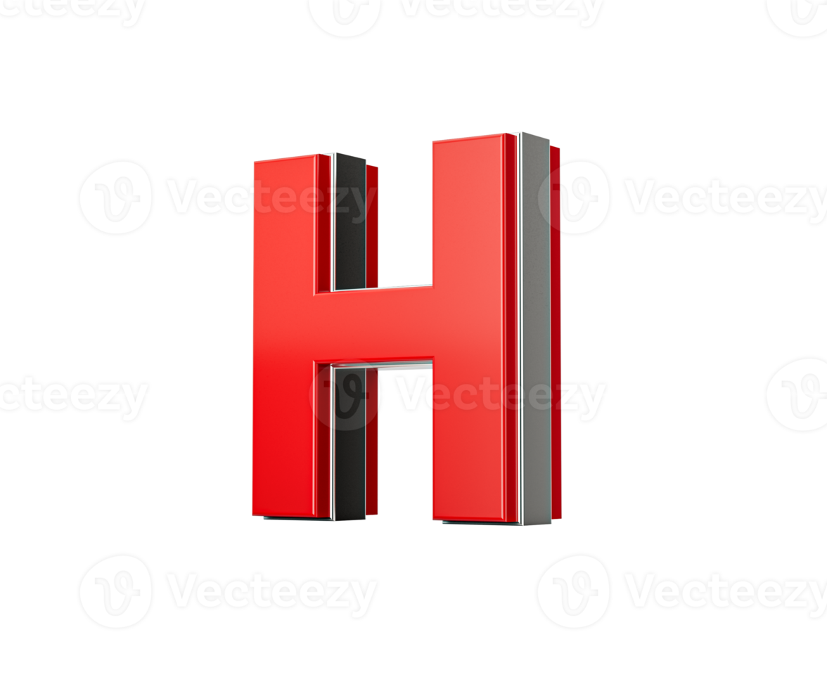 Vibrant Red Capital Letter H Gleams With Its Sleek Design Bold Font With Sharp Edges 3D Illustration png