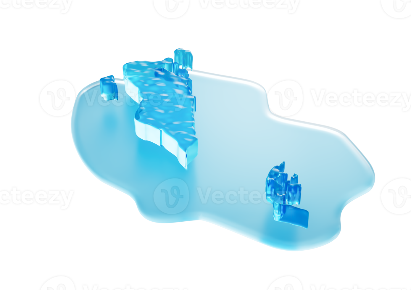 Water Ice Map of Bahrain global warming melting glacier in deep blue water. 3d illustration png