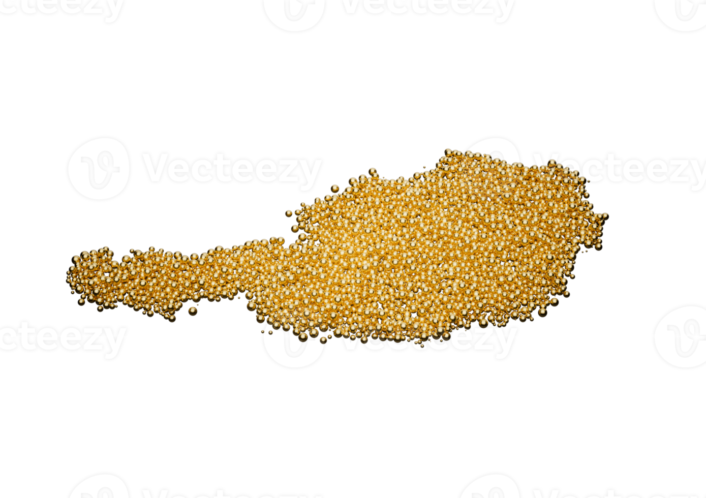 Austria Map Made Of High Quality Premium Golden Shiny Metallic Beads Or Balls 3D Illustration png