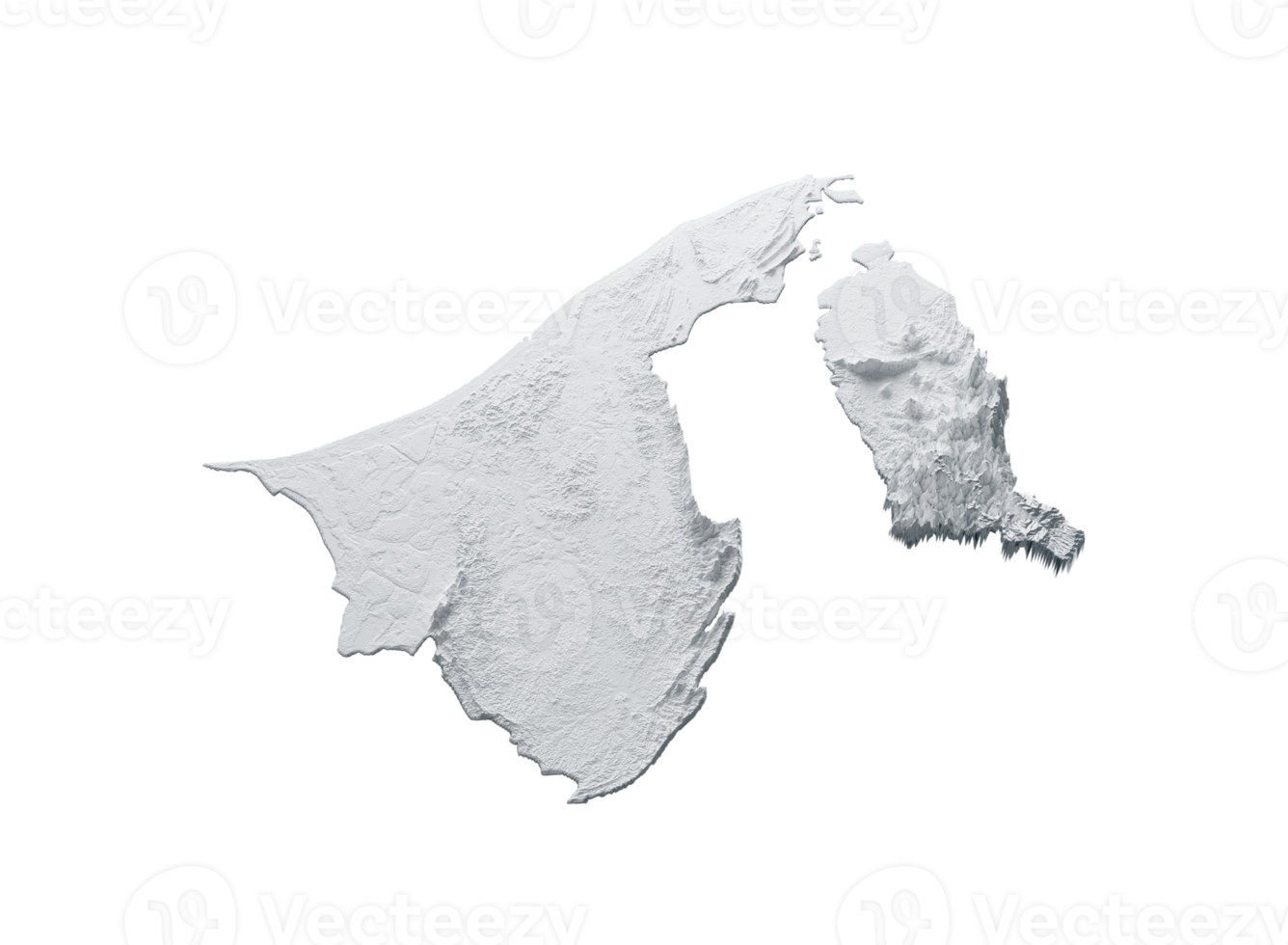 Brunei Map Gray And Shaded Relief Textured Map 3D Illustration png