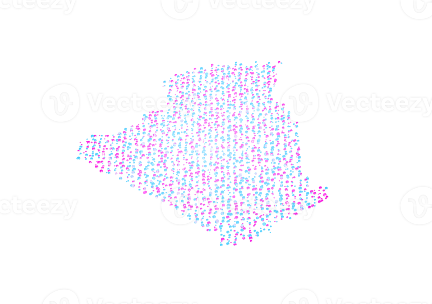 Algeria Map Pink And Blue Abstract Glowing Particles Bubbles Balls Digital Map 3D Illustration png