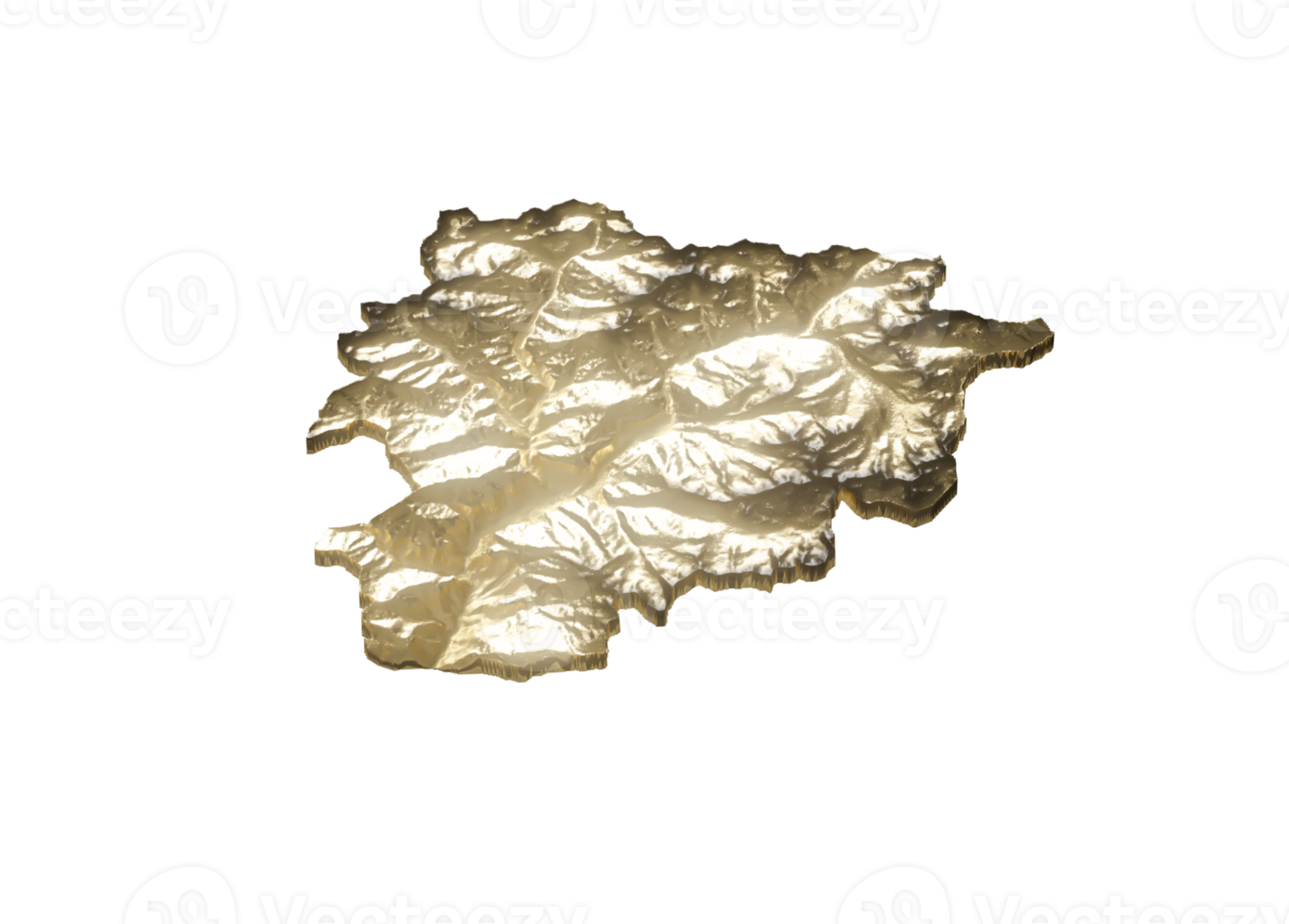 Andorra Map Golden Metallic Texture Map Black 3D Illustration png