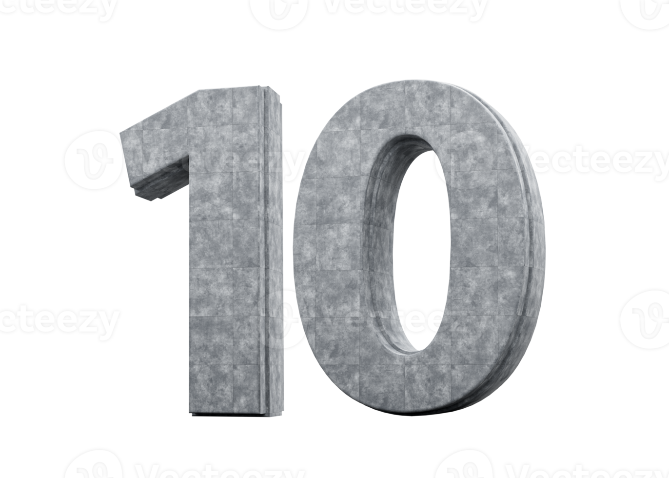 Concrete Number Ten 10 Digit Made Of Grey Concrete Stone 3d Illustration png