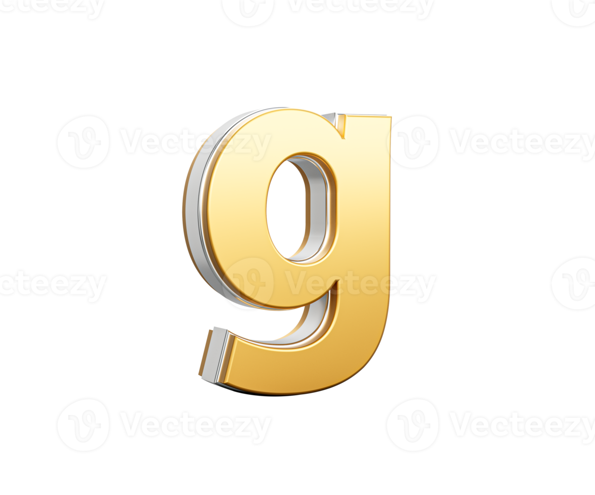 Shiny Golden Small Letter g Gleams With Its Sleek Modern Design With Sharp Edges 3D Illustration png