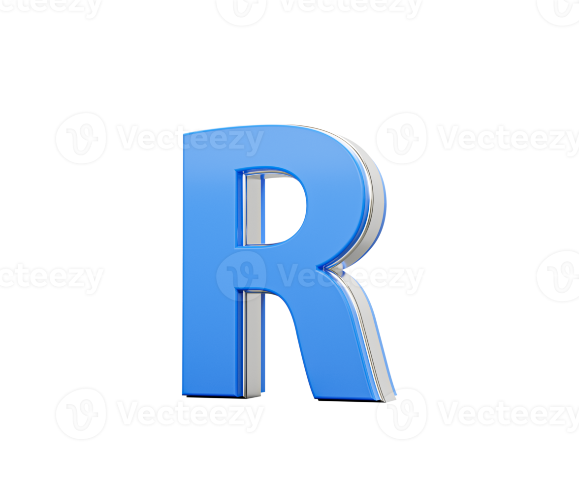 Blue Capital Letter R Gleams With Its Sleek Modern Design Bold Font With Sharp Edges 3D Illustration png