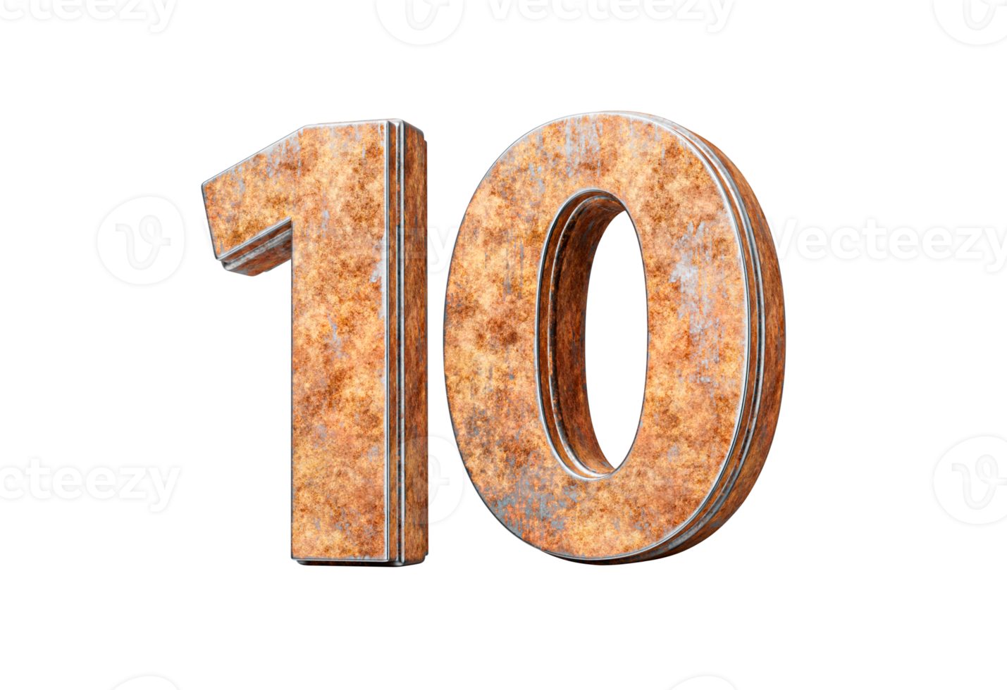 Number Ten 10 Digit Made Of Old Rusty Iron Metal Texture 3d Illustration png
