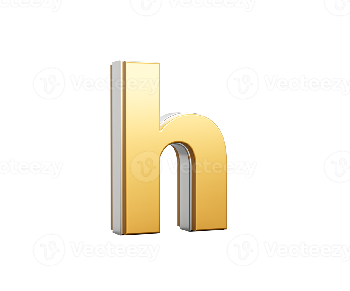 Shiny Golden Small Letter h Gleams With Its Sleek Modern Design With Sharp Edges 3D Illustration png