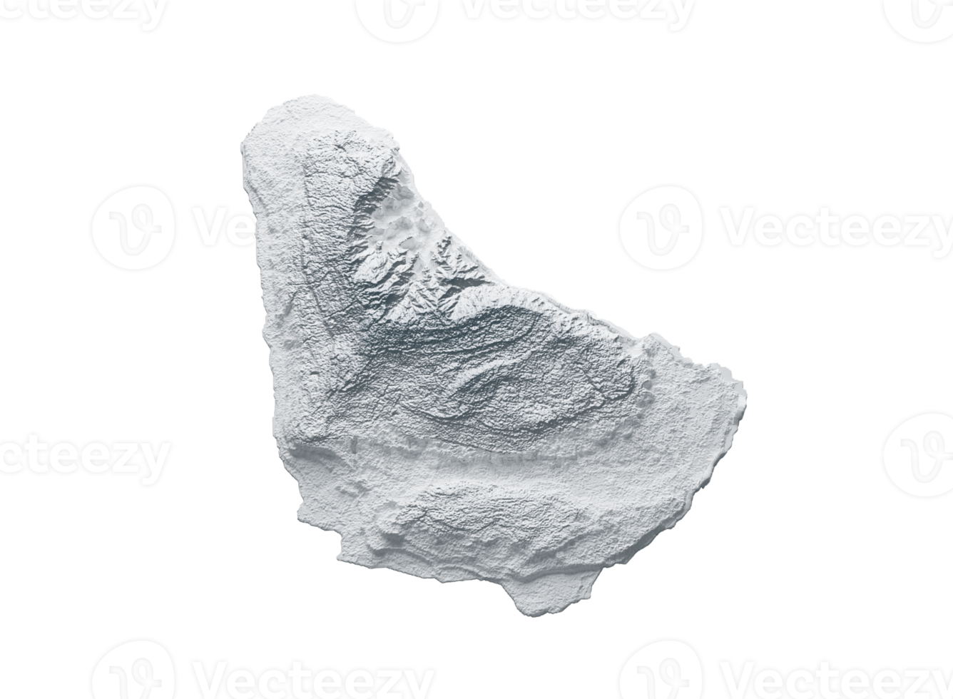 Barbados Map Gray And Shaded Relief Textured Map 3D Illustration png