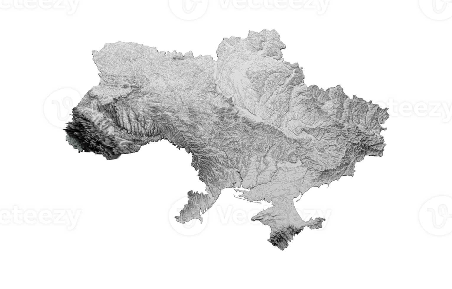 Ukraine Map Flag Shaded Relief Color Height Map On Ukraine Flag Colors 3d Illustration png