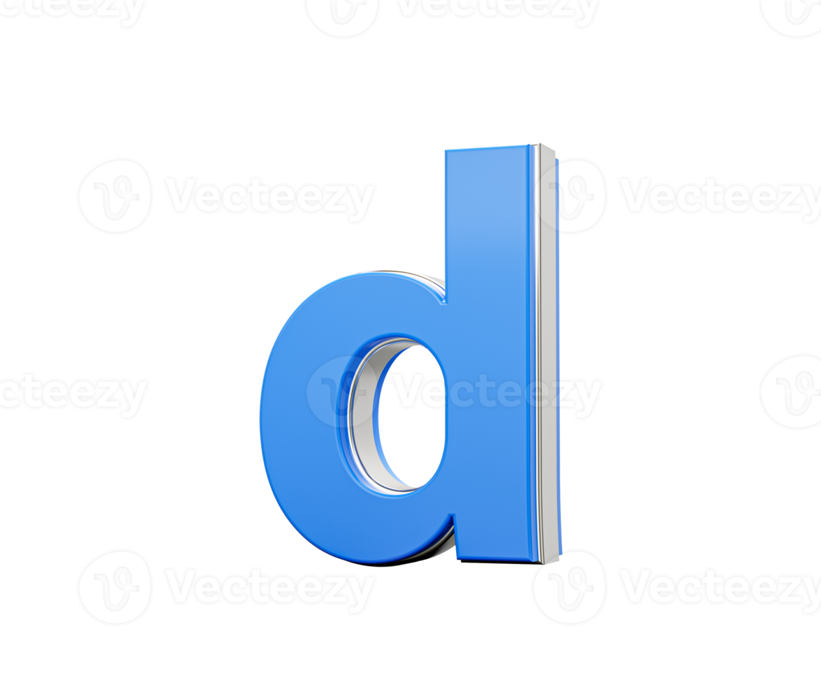 Blue Small Letter d Alphabet d Gleams With Its Sleek Modern Design With Sharp Edges 3D Illustration png