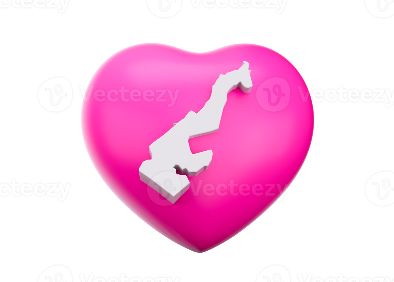 3d Pink Heart With 3d Map Of Monaco 3d Illustration png