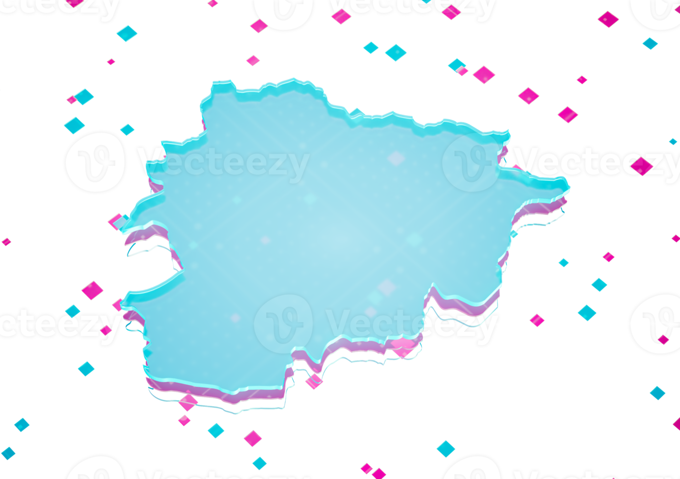 Andorra Map Glowing Blue Light Digital Map Seamless Pattern 3D Illustration png