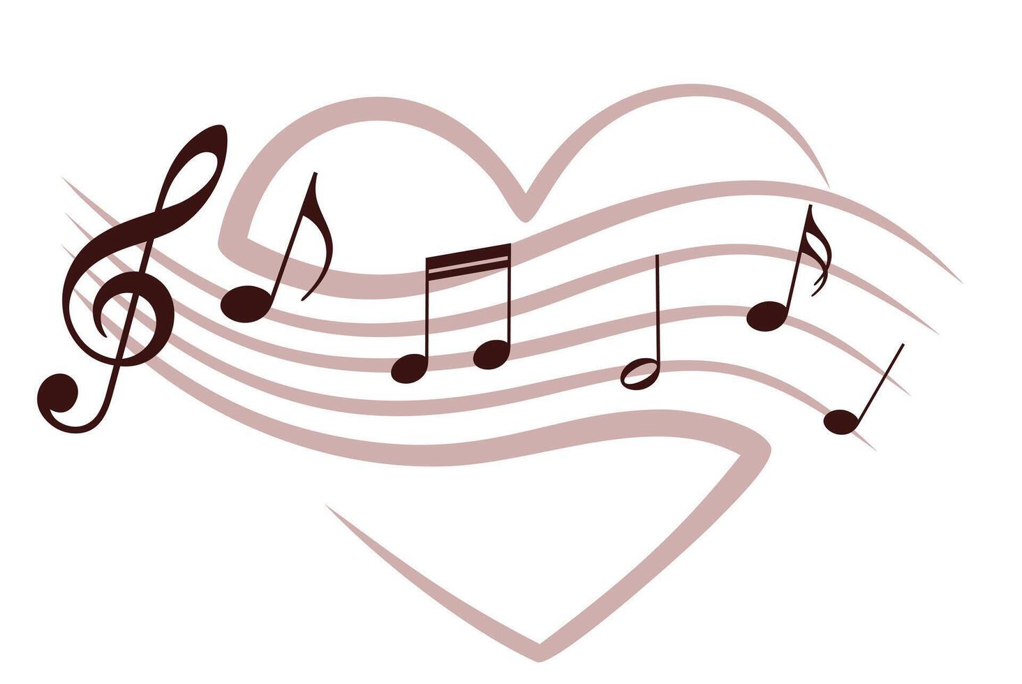 Heart with music notes. vector