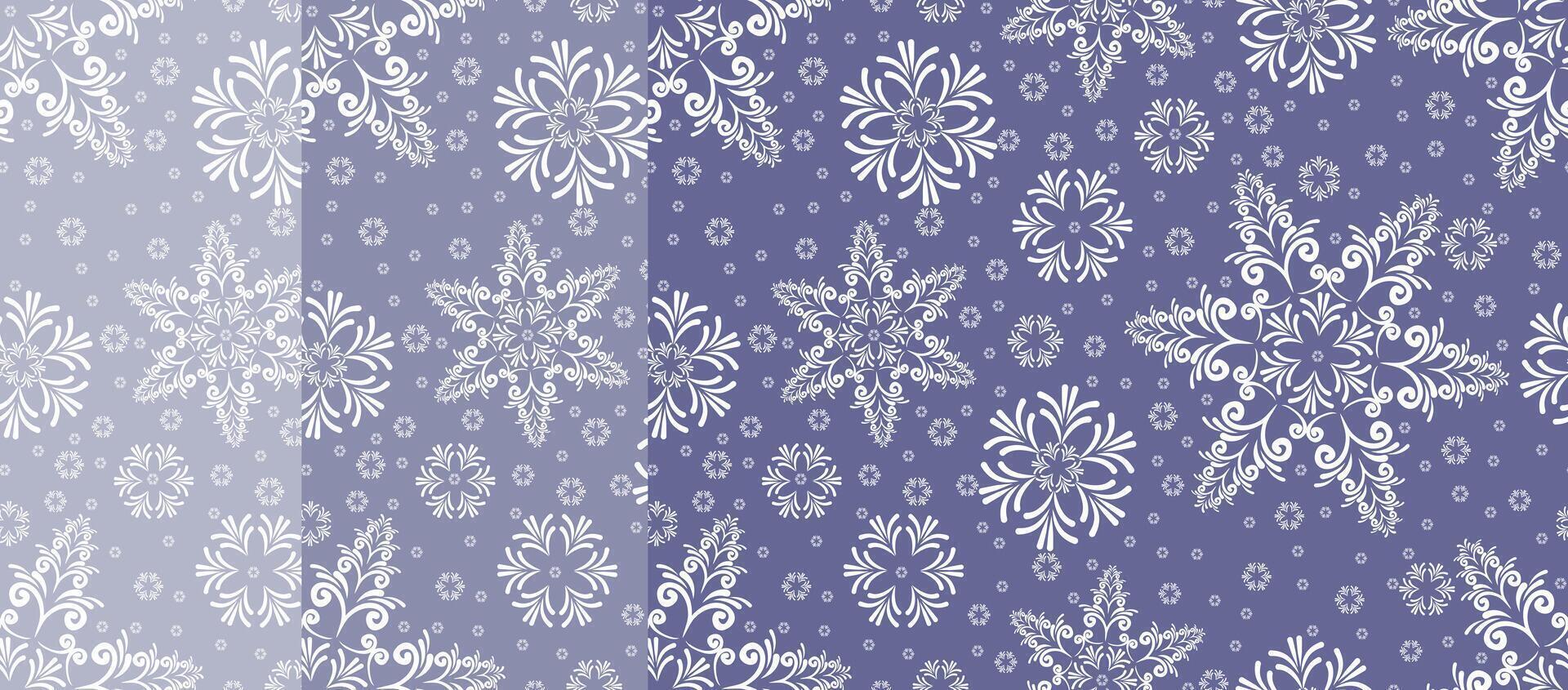 Set seamless backgrounds with snowflakes. vector