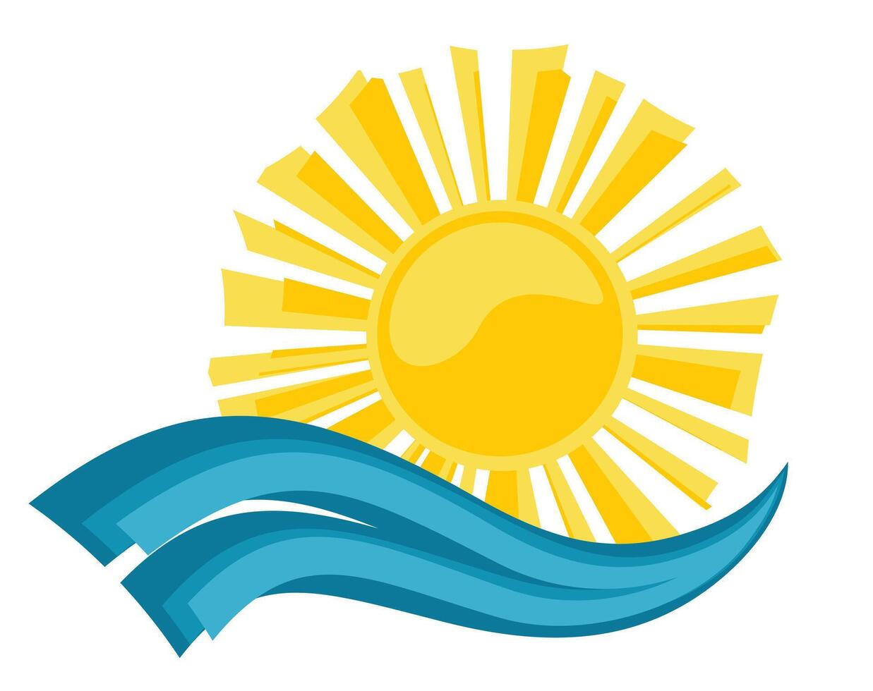 Logo dawn sun in the sea. vector